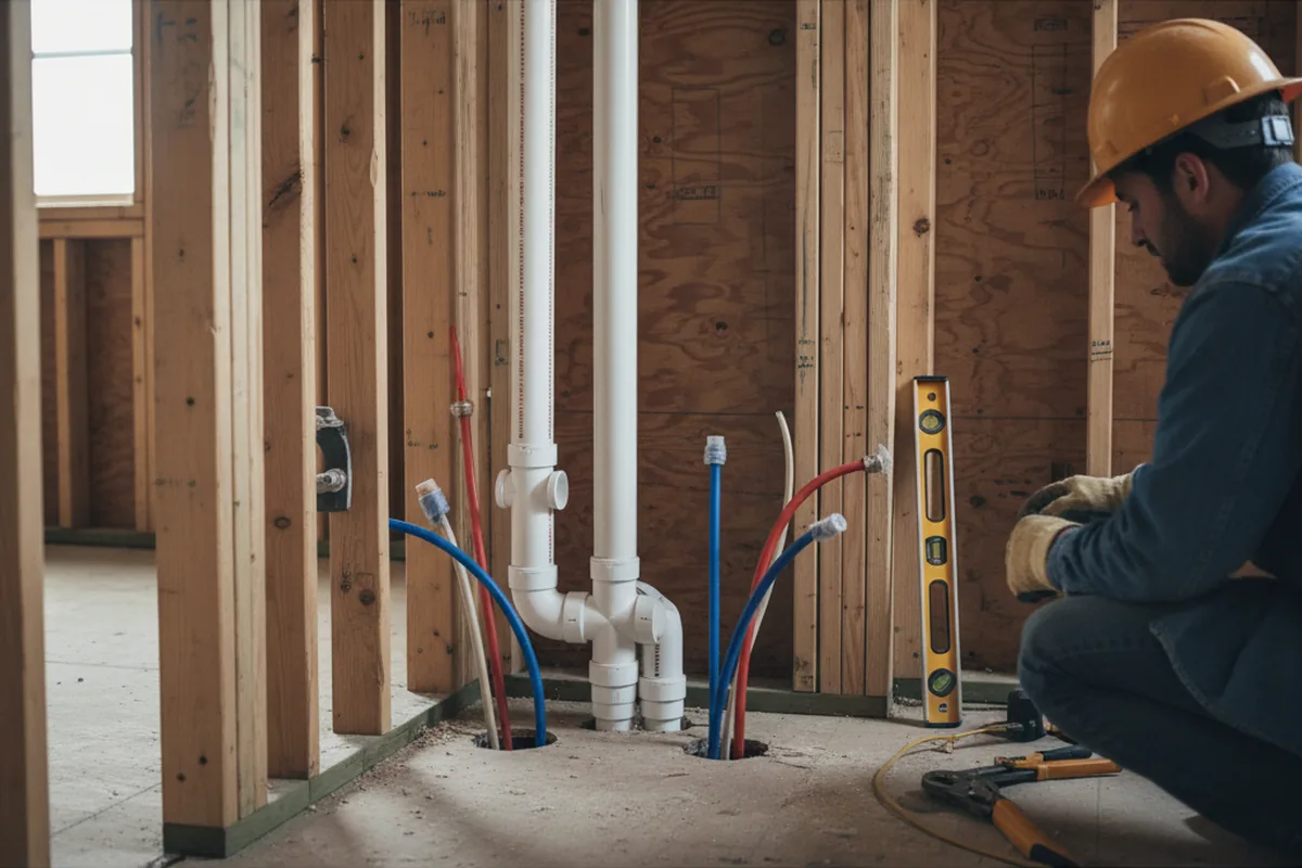 Drain and supply rough-in during Leak Detection in Muncie