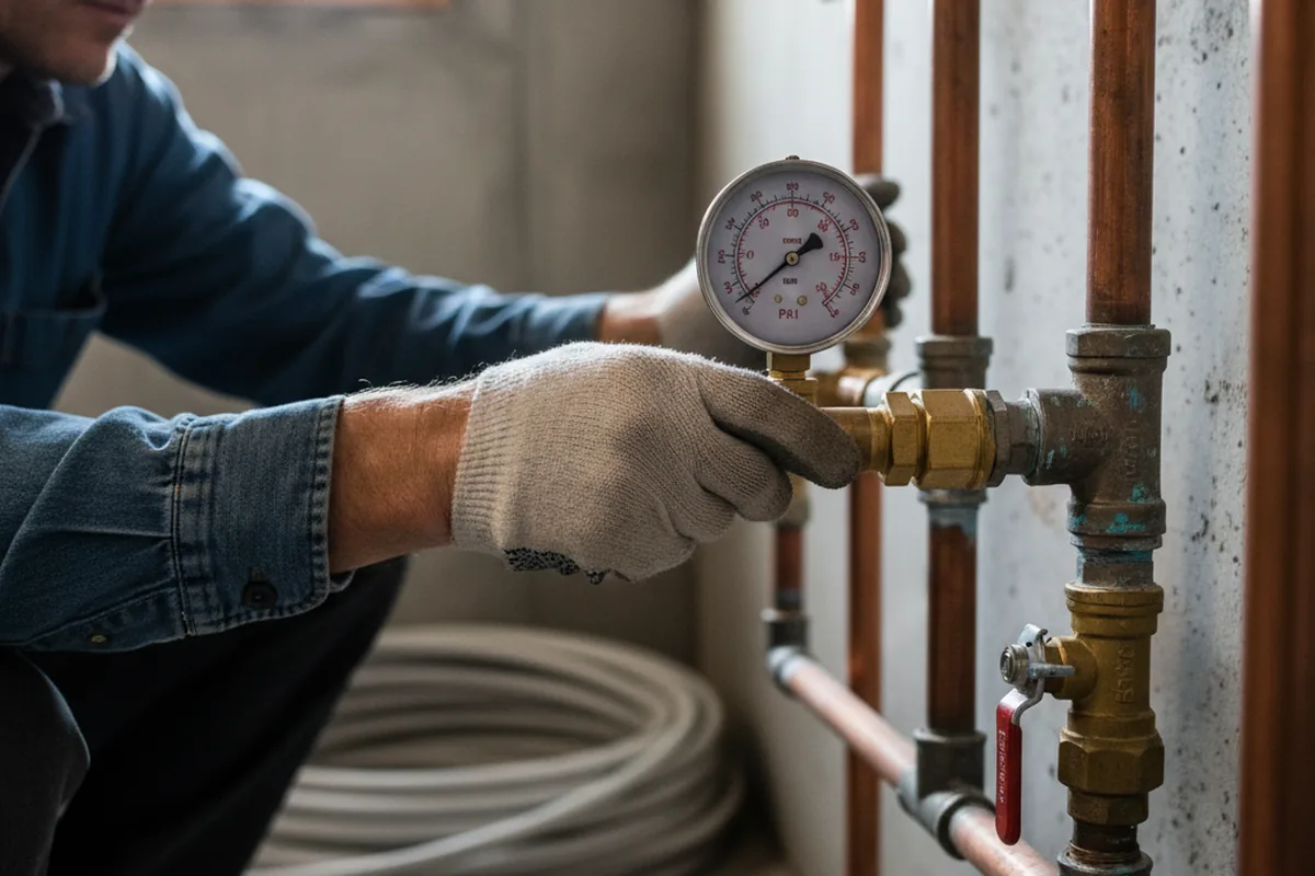 Pressure testing a repaired line during Water Line Repair in Muncie